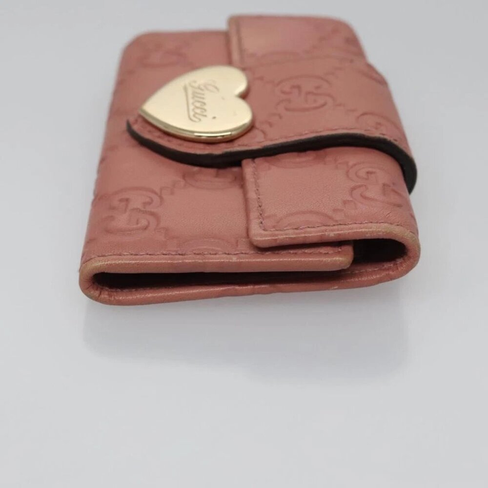 GUCCI GG Canvas Guccissima Key Case Leather Pink 203551 Auth am7751 - Picture 10 of 14
